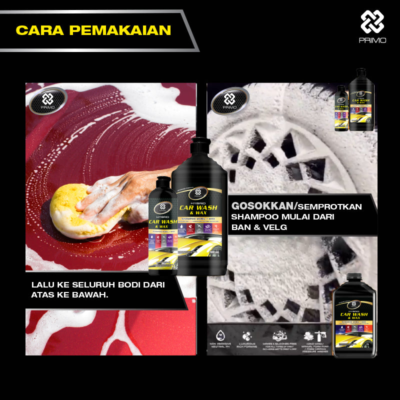 Car Wash & Wax 12pcs x 400ml - Hybrid Car Shampoo With Carnauba Wax